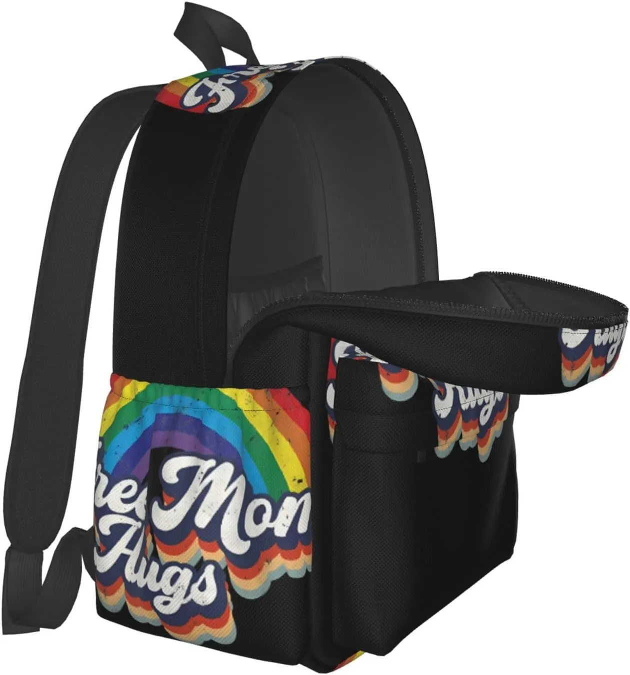 Lgbt Pride Rainbow Gay Allyship Free Mom Hugs Heart Laptop Backpack Shoulder Bag Laptop Pack Travel Backpacks Commuter Back Pack Casual Daypack Bags With Side Pockets