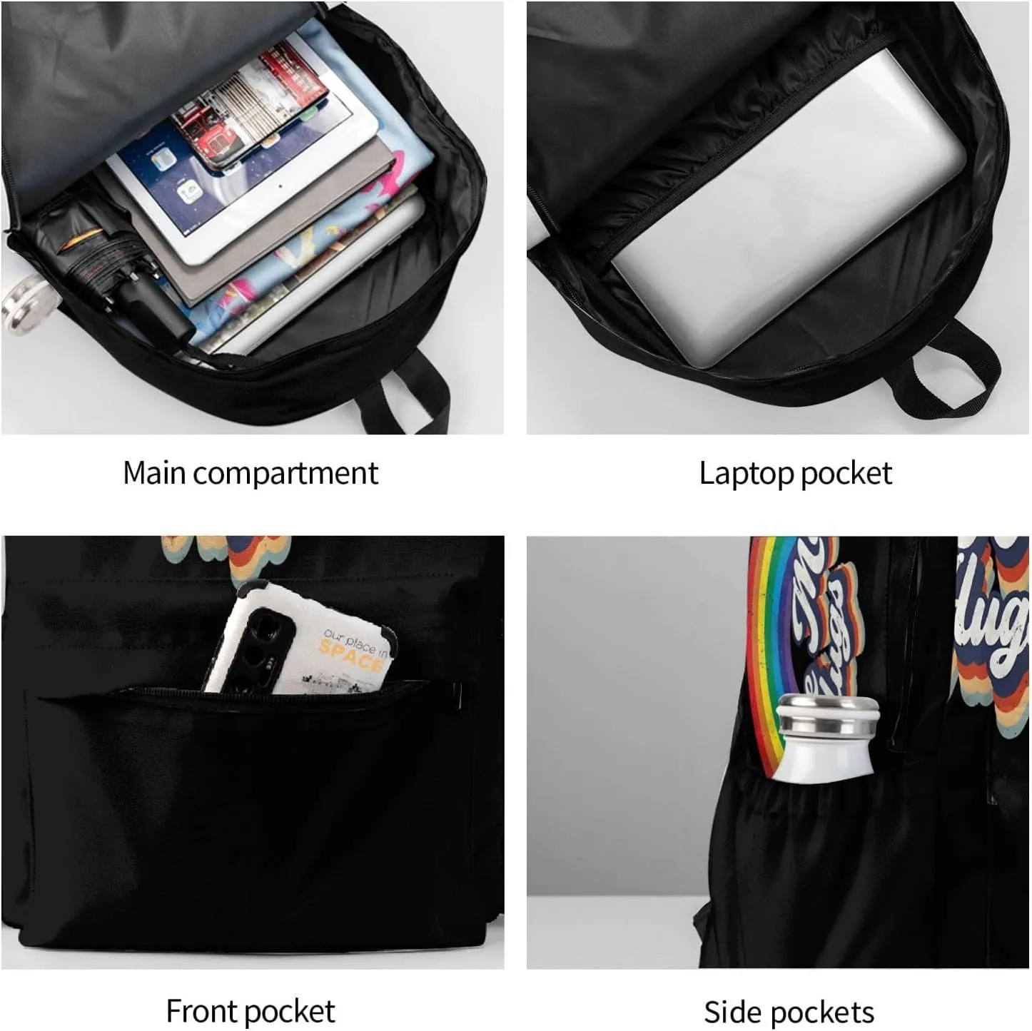 Lgbt Pride Rainbow Gay Allyship Free Mom Hugs Heart Laptop Backpack Shoulder Bag Laptop Pack Travel Backpacks Commuter Back Pack Casual Daypack Bags With Side Pockets