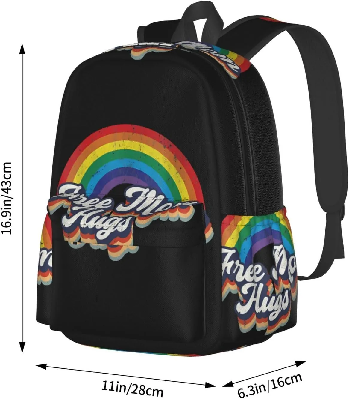 Lgbt Pride Rainbow Gay Allyship Free Mom Hugs Heart Laptop Backpack Shoulder Bag Laptop Pack Travel Backpacks Commuter Back Pack Casual Daypack Bags With Side Pockets