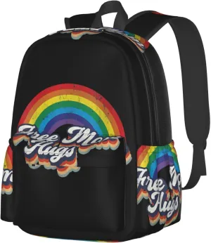 Lgbt Pride Rainbow Gay Allyship Free Mom Hugs Heart Laptop Backpack Shoulder Bag Laptop Pack Travel Backpacks Commuter Back Pack Casual Daypack Bags With Side Pockets