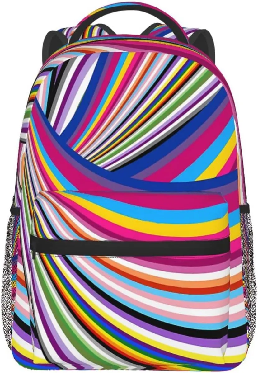 LGBT Pride Rainbow Gay Flag Casual Backpack Sport Backpacks Work Travel Rucksack Lightweight Laptop Daypack Adjustable Straps Bags with Pockets for Cycling Hiking
