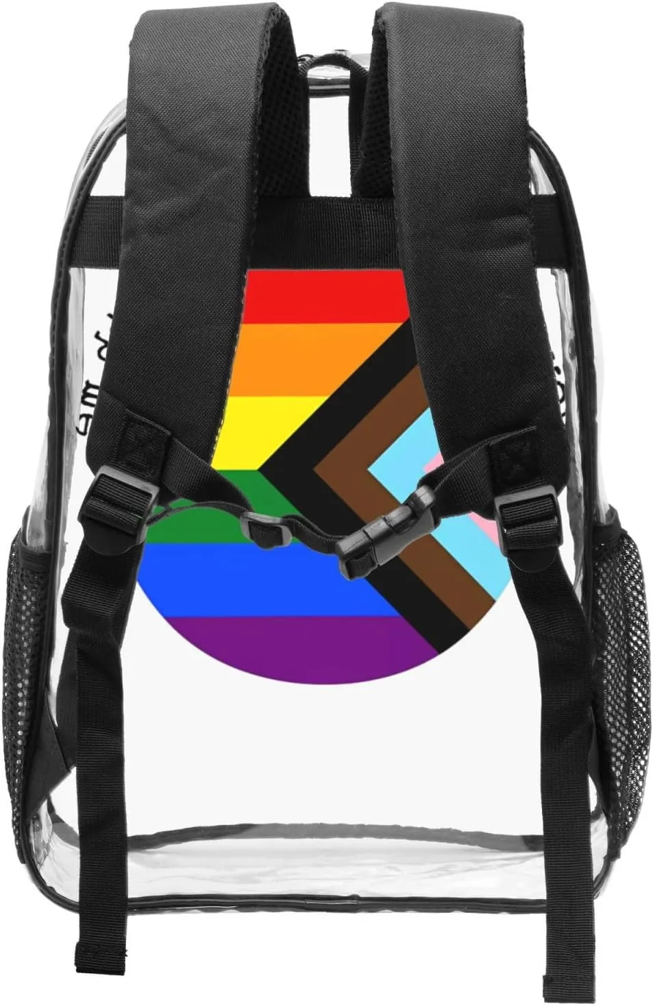 LGBT Pride Rainbow Gay You can be yourself with me 16 Inch Clear PVC Backpacks Transparent Backpack Multipurpose Double Shoulder Bag for Men Women Gifts