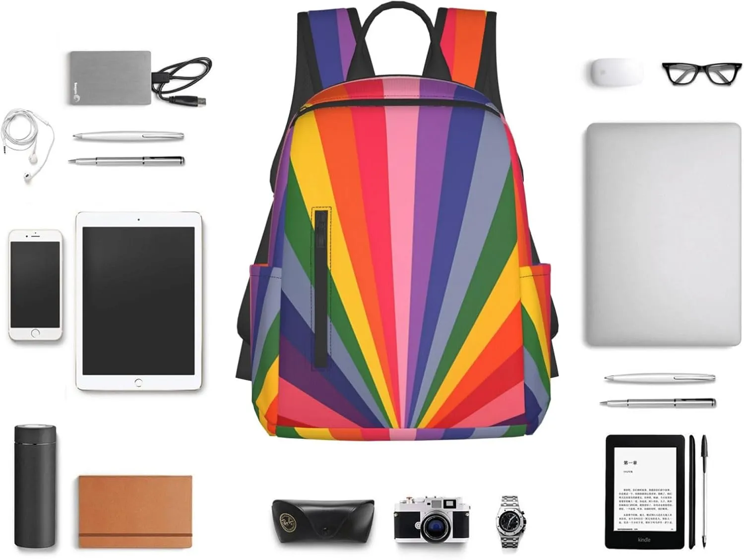 LGBT Rainbow Gay Pride LGBTQ Flag Travel Laptop Backpack Casual Backpacks Double Shoulder Daypack Notebook Rucksack Work Bags Sports Bag for Hiking Camping Beach