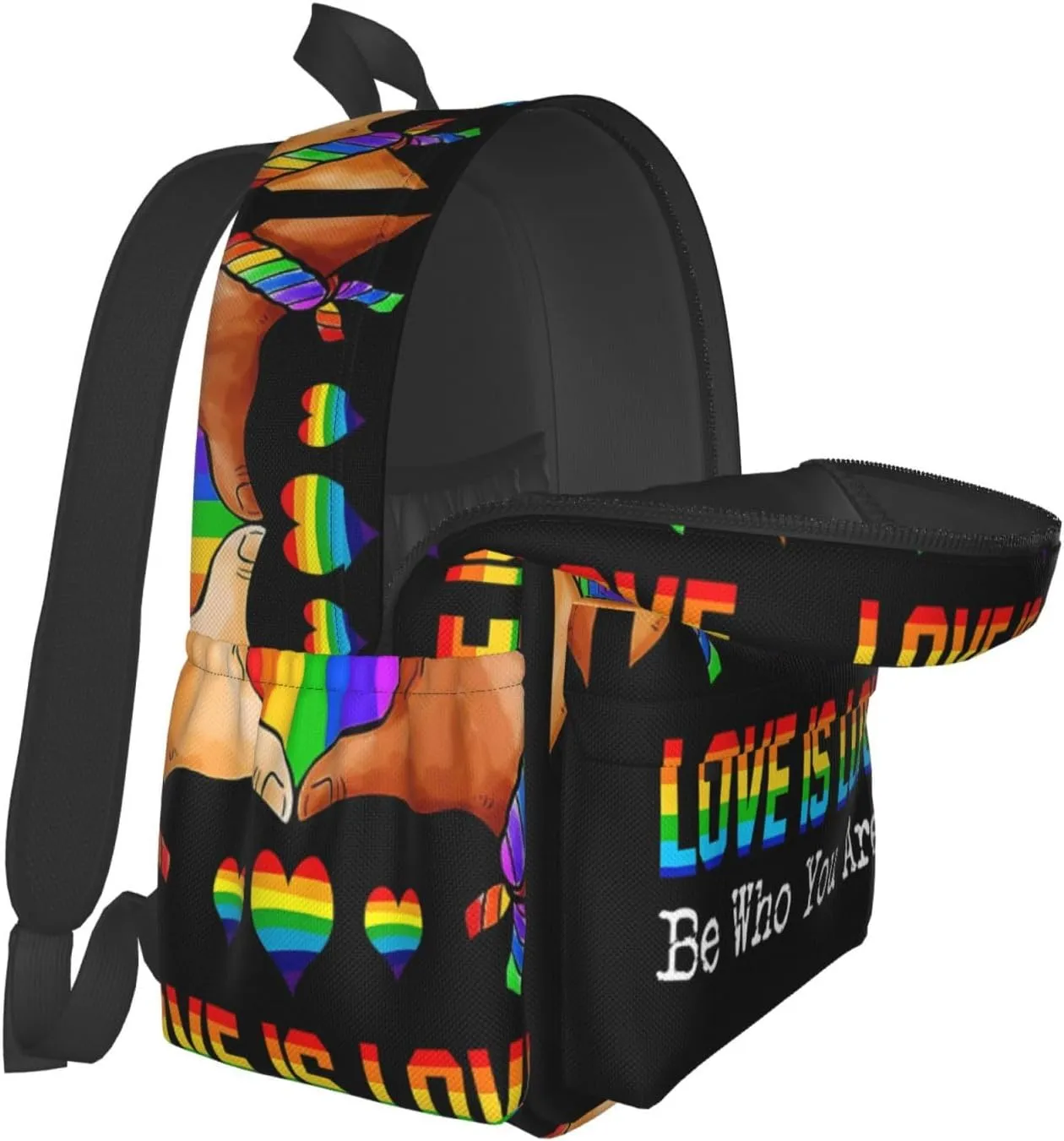 LGBT Rainbow Gay Pride Love Is Love Be Who You Are 17 Inch Casual Backpack Laptop Backpacks Travel Back Pack Large Camping Rucksack Hiking Daypack Lightweight Double Shoulder Bag