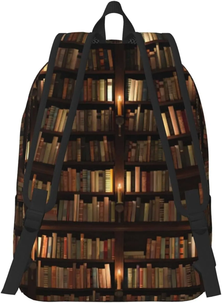 Library Bookshelf Book Canvas Casual Lightweight Duffel Bag, Fashion Duffel Bag, Unisex Travel Backpack