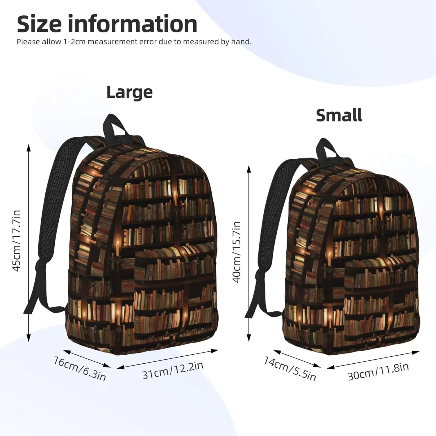 Library Bookshelf Book Canvas Casual Lightweight Duffel Bag, Fashion Duffel Bag, Unisex Travel Backpack