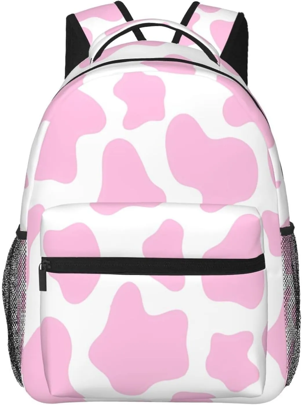 Light Pink Strawberry Cow Print Casual Backpack Sport Backpacks Work Travel Rucksack Lightweight Laptop Daypack Adjustable Straps Bags with Pockets for Cycling Hiking