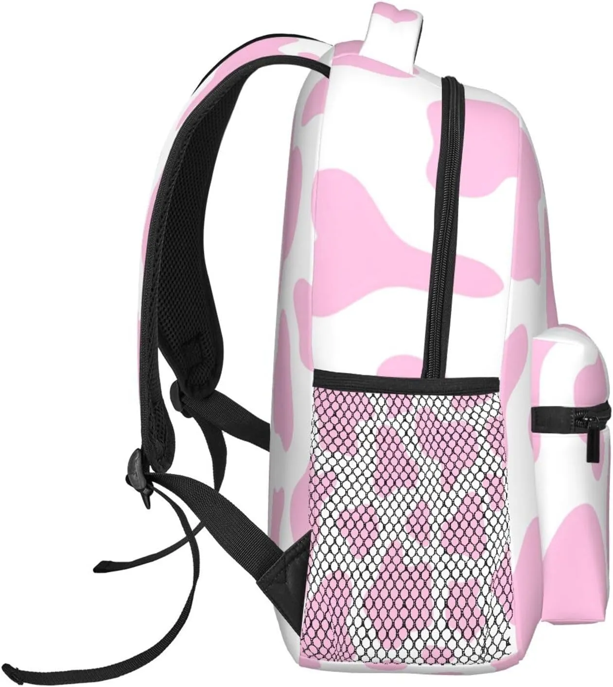 Light Pink Strawberry Cow Print Casual Backpack Sport Backpacks Work Travel Rucksack Lightweight Laptop Daypack Adjustable Straps Bags with Pockets for Cycling Hiking
