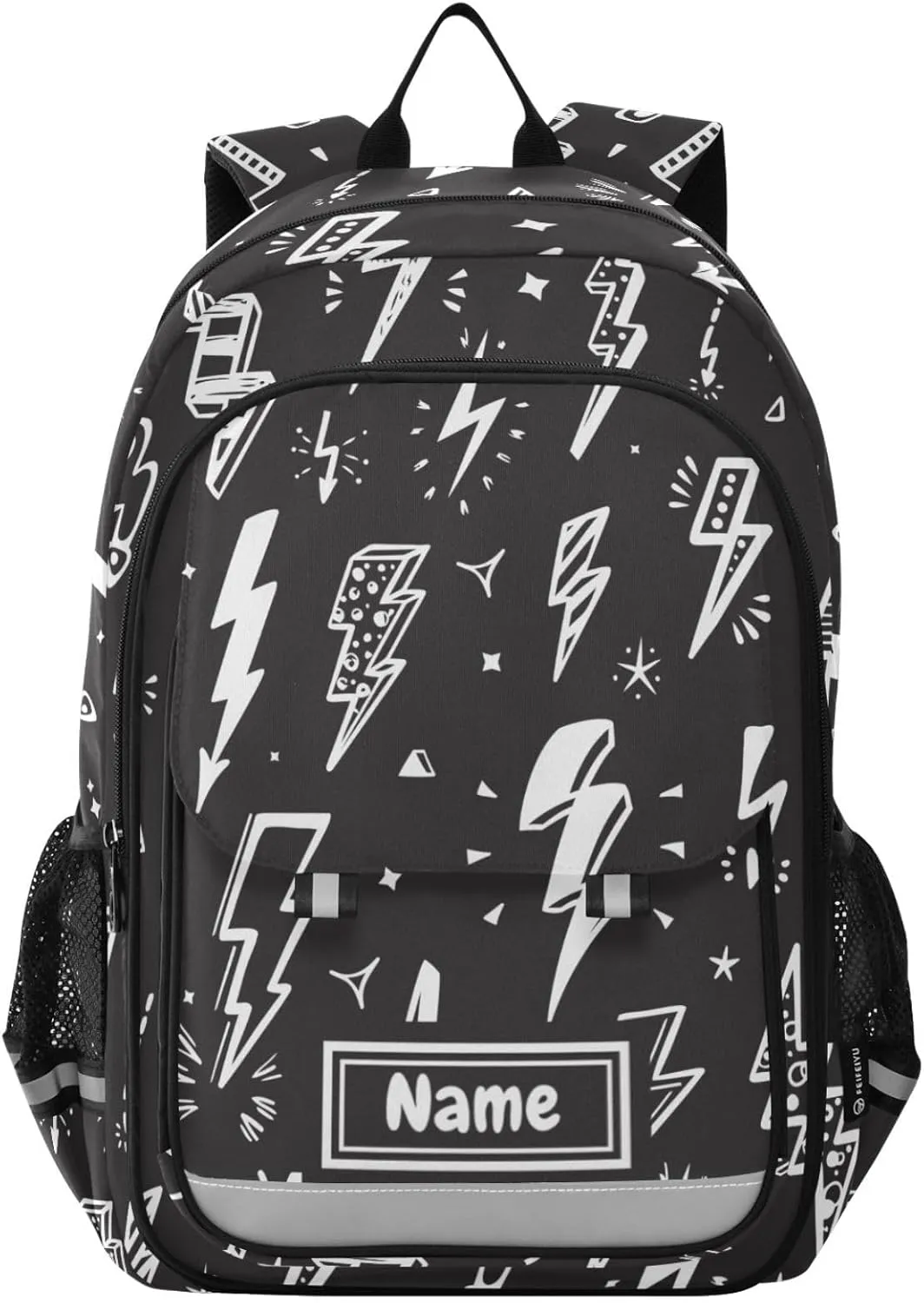 Lightning Bolts Custom Kids Backpack for Girls Boys Lightweight Personalized Toddler Backpack with Adjustable Chest Strap & Many Compartments Water Resistant Bookbag for Traveling School Hiking
