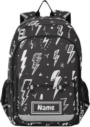 Lightning Bolts Custom Kids Backpack for Girls Boys Lightweight Personalized Toddler Backpack with Adjustable Chest Strap & Many Compartments Water Resistant Bookbag for Traveling School Hiking