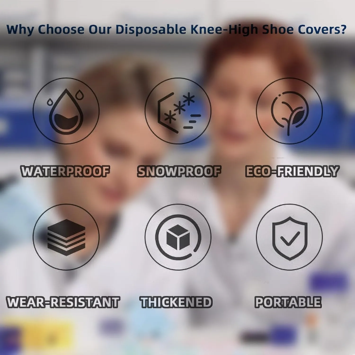 Lightweight Shoe Covers for School, 20 Pairs Disposable Waterproof PE Shoe Covers, Extra-Long, Non-Slip Sole, Universal Sizes for Outdoor Work,White,Adults
