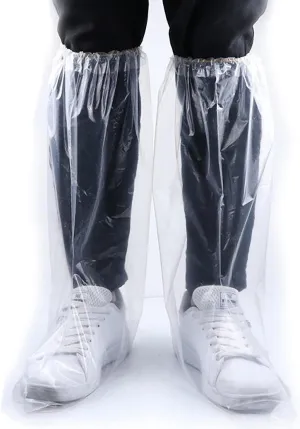 Lightweight Shoe Covers for School, 20 Pairs Disposable Waterproof PE Shoe Covers, Extra-Long, Non-Slip Sole, Universal Sizes for Outdoor Work,White,Adults