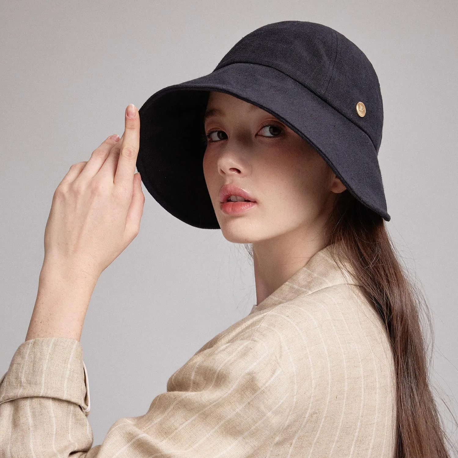 Linen Victorian Bonnet Hat Sun Cap, Foldable Summer Visor | New Katy
