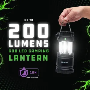 LitezAll Rechargeable Pull-Up Lantern with Built-In Fan and Power Bank, 700 Lumen LED Camping Lantern with USB Charging, Weather-Resistant Tent Light for Outdoors, Power Outages & Emergencies