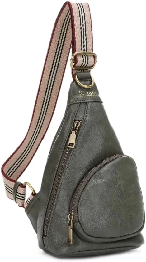 Liz Soto Lori Sling Bag for Women - Chest Bag for Women, Vegan Leather Travel Sling Bag, Small Sling Backpack Purse