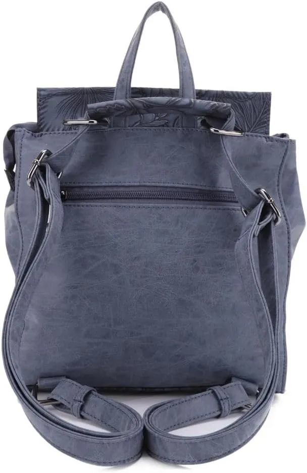 Liz Soto Nicole Navy Backpack Purse for Women - Convertible Back Pack Purse and Crossbody Bag for Women in Vegan Leather