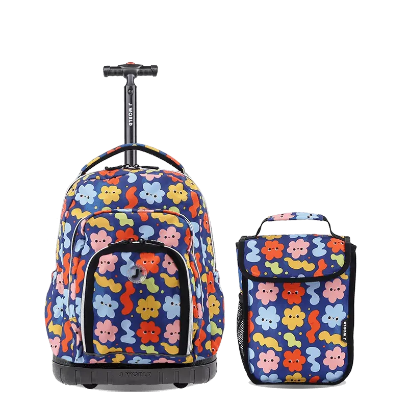 Lollipop Kids Rolling Backpack With Lunch Bag (16 Inch) in Baby Cloud