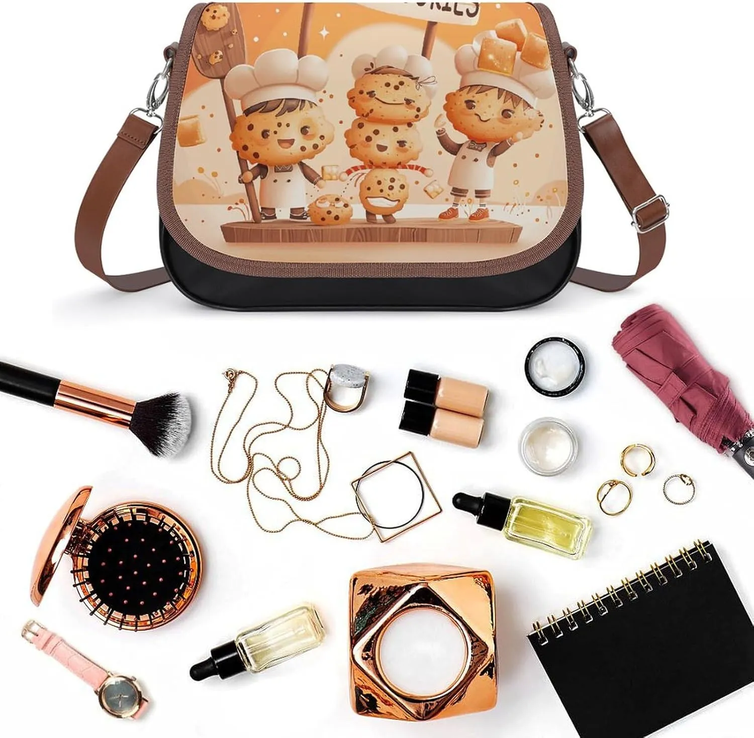 London Elements Pattern Crossbody Bags for Women Travel Shoulder Bag Small Leather Cross Body Handbags