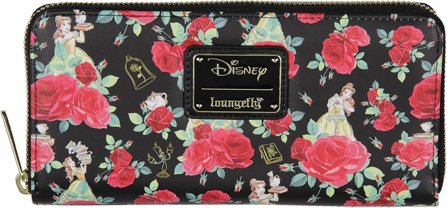 Loungefly Disney Beauty And The Beast Belle Roses Zip Around Wallet