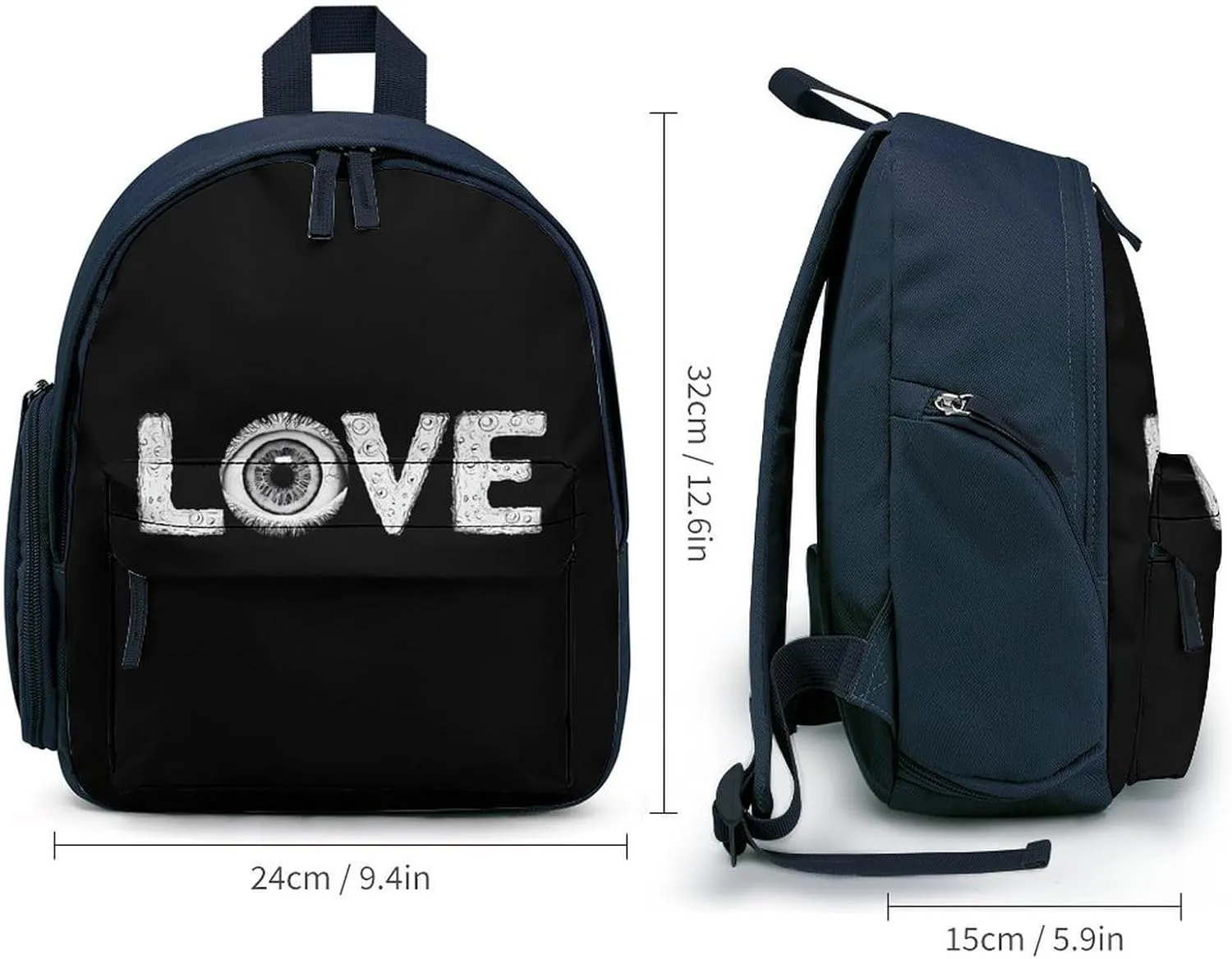 Love Horror Eyeballs Cute Backpack Basic Adjustable Bag Simple Small Daypack Camping Park Blue-style