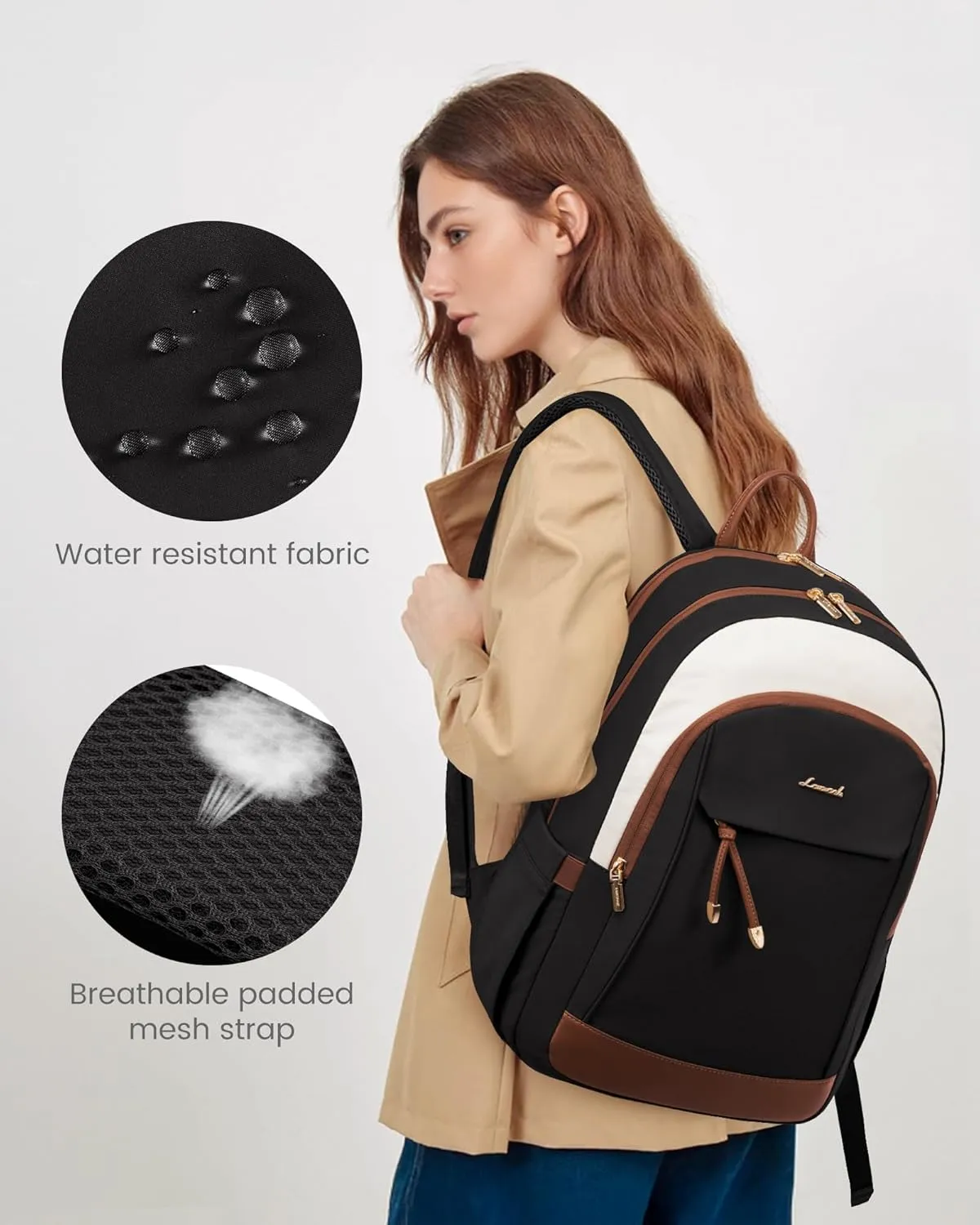 LOVEVOOK Backpack for Women, 17.3 inch Laptop Backpacks for Travel Work College, Large Capacity Water-Repellent Anti Theft Computer Bags Woman with Laptop Compartment College Essentials