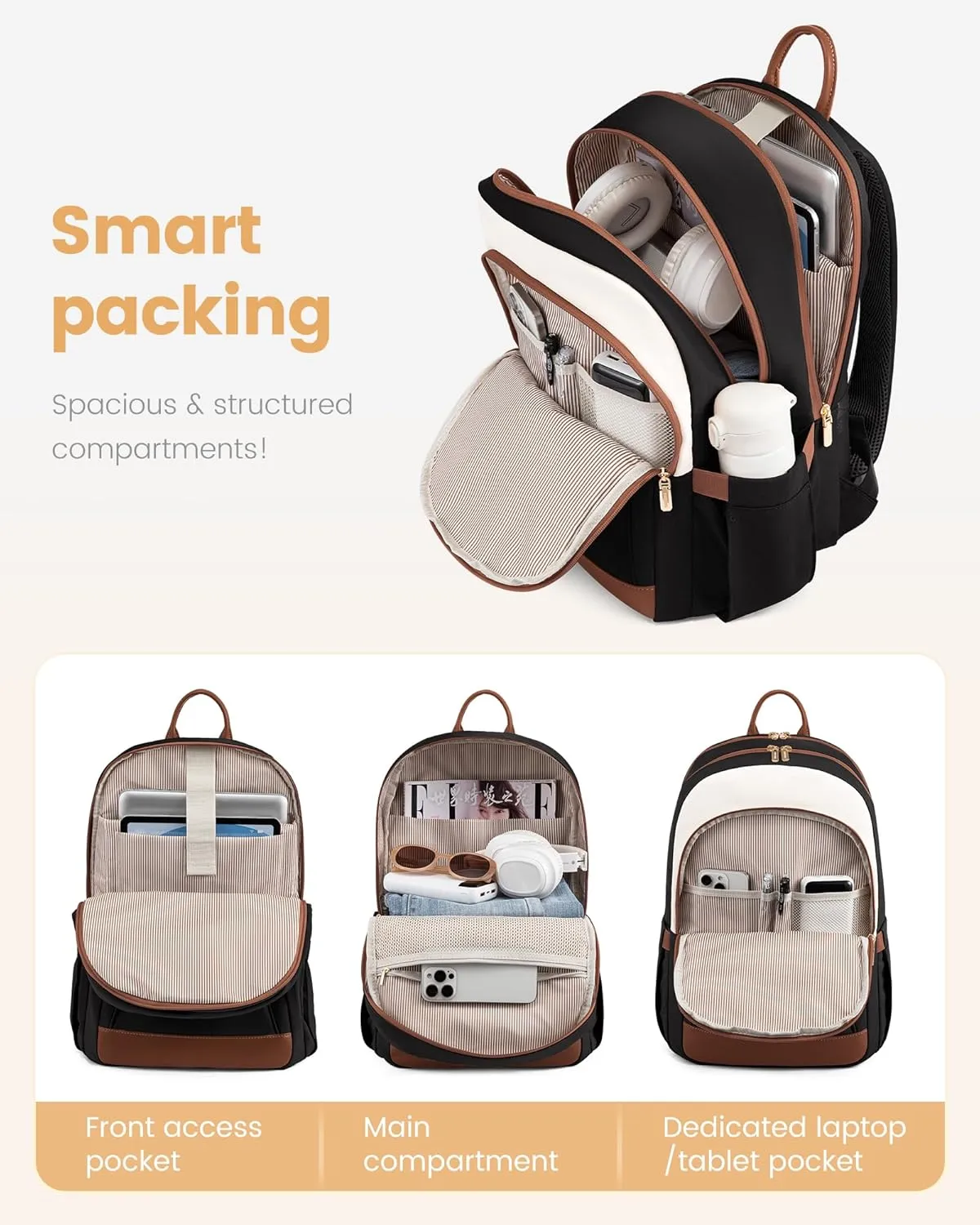 LOVEVOOK Backpack for Women, 17.3 inch Laptop Backpacks for Travel Work College, Large Capacity Water-Repellent Anti Theft Computer Bags Woman with Laptop Compartment College Essentials