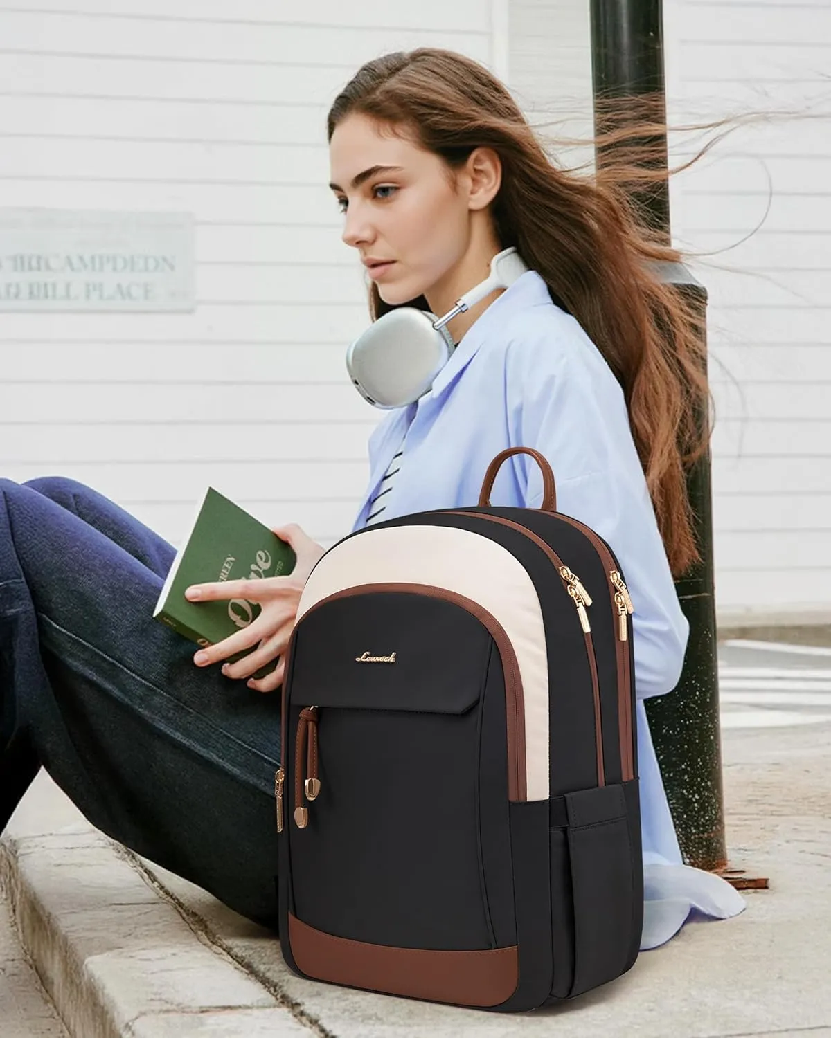 LOVEVOOK Backpack for Women, 17.3 inch Laptop Backpacks for Travel Work College, Large Capacity Water-Repellent Anti Theft Computer Bags Woman with Laptop Compartment College Essentials