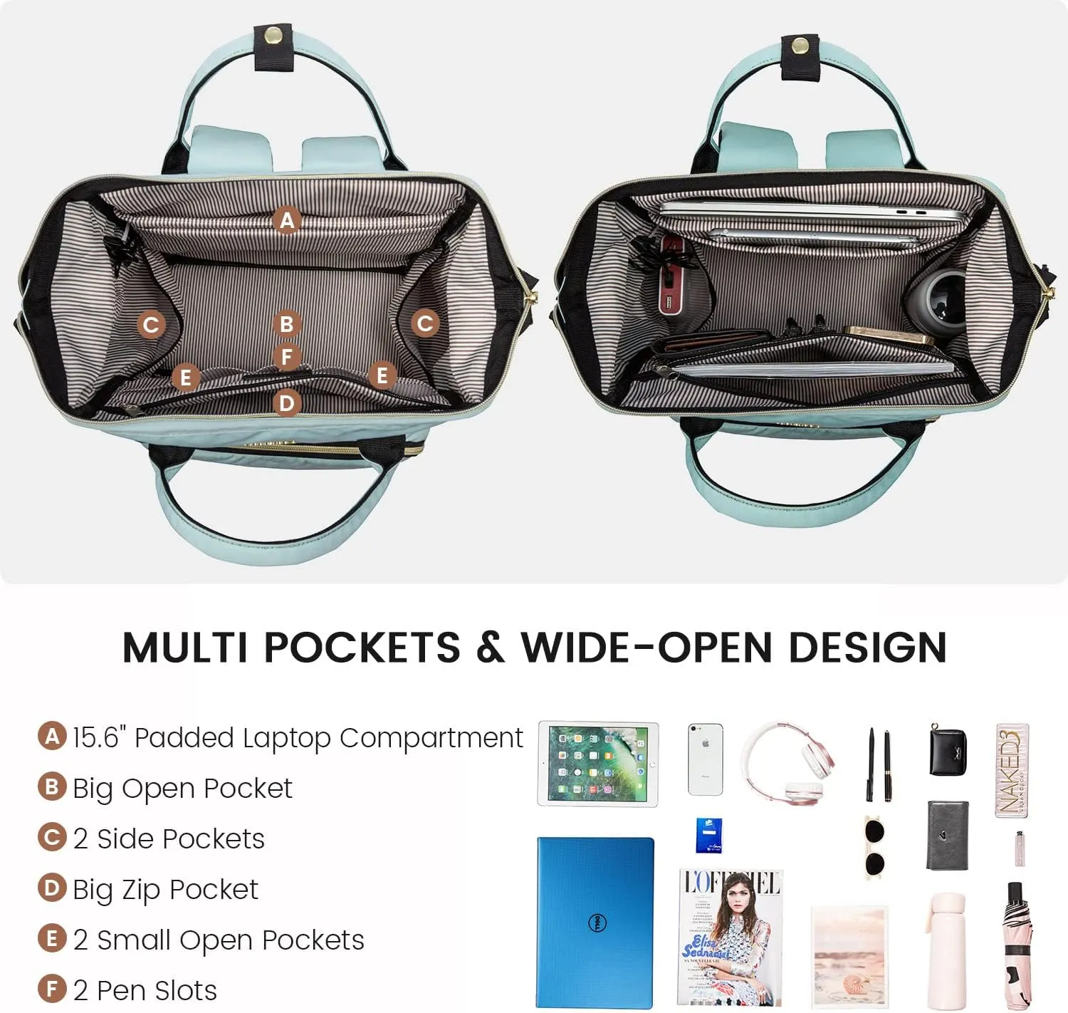 LOVEVOOK Laptop Backpack for Women Backpack Purse 15.6 Inch Travel Work Nurse Teacher Bag Large Capacity Computer Backpack with USB Port