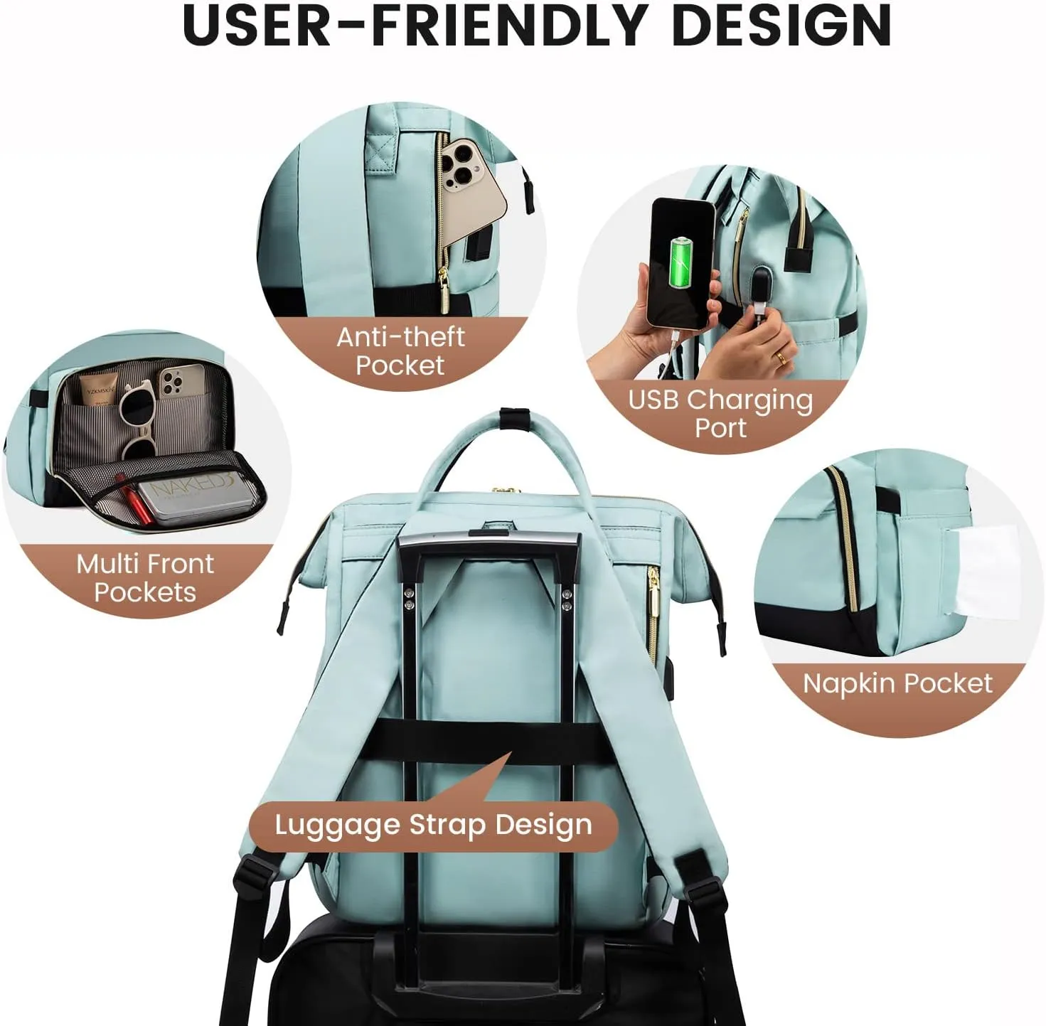 LOVEVOOK Laptop Backpack for Women Backpack Purse 15.6 Inch Travel Work Nurse Teacher Bag Large Capacity Computer Backpack with USB Port