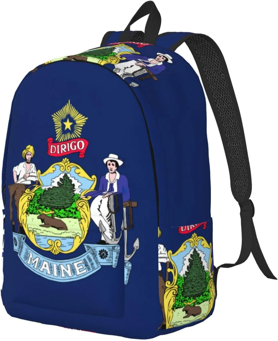 Maine State Flag print Large Laptop Backpack for Women, Work Business Backpacks College Bookbag for School