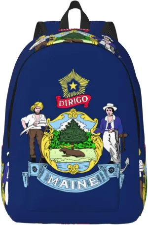 Maine State Flag print Large Laptop Backpack for Women, Work Business Backpacks College Bookbag for School
