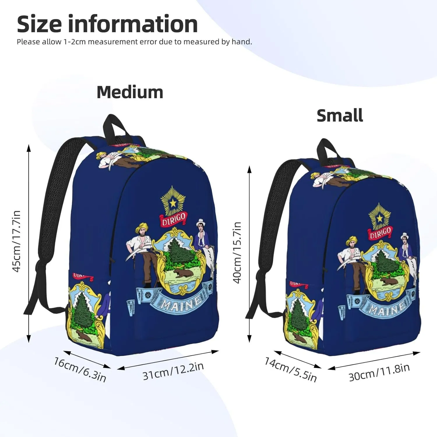 Maine State Flag print Large Laptop Backpack for Women, Work Business Backpacks College Bookbag for School