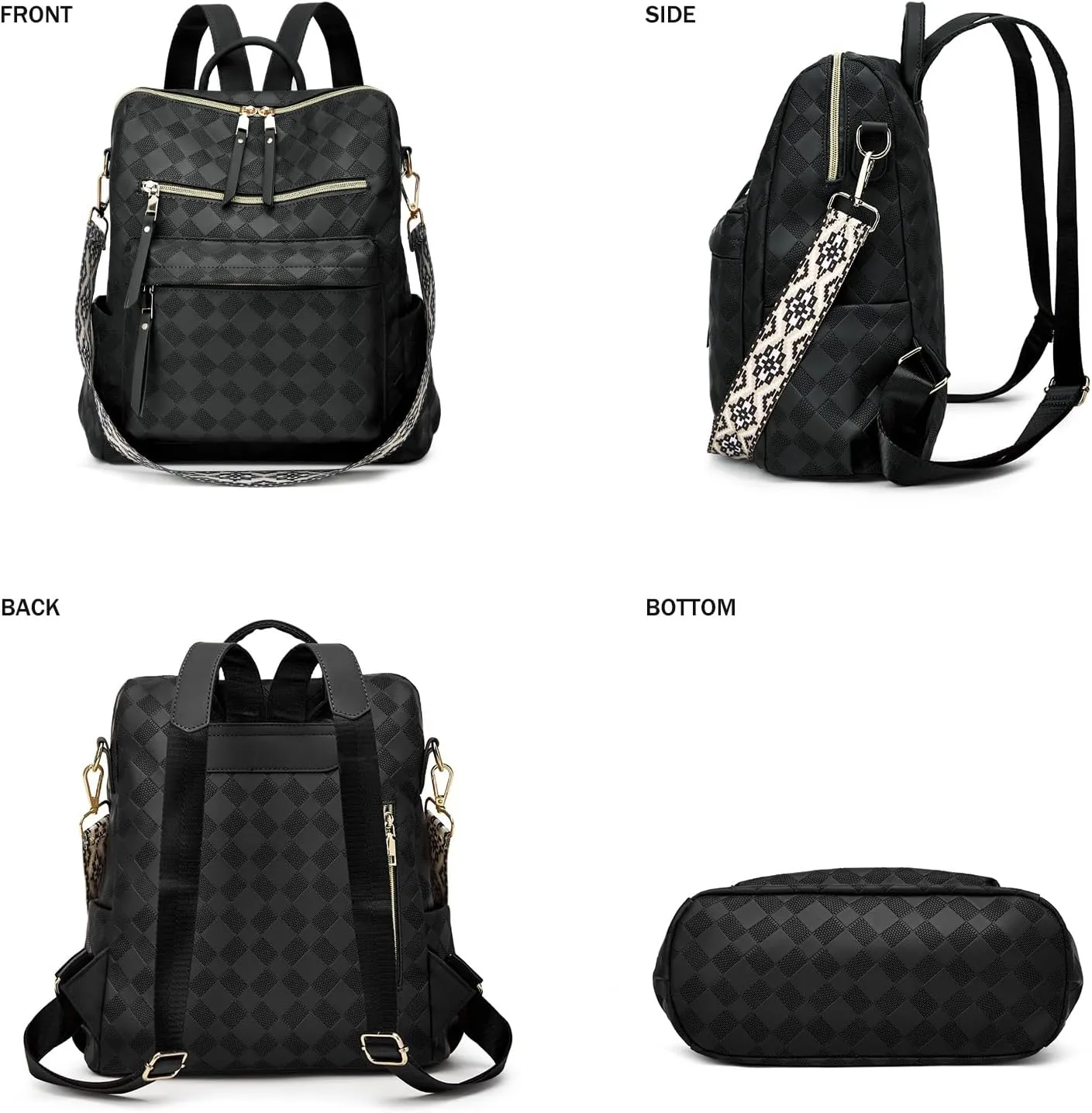 Makes Backpack Purse for Women PU Leather Travel Satchel Handbag Convertible Design Bag with Purse 2 Piece 13 Inch