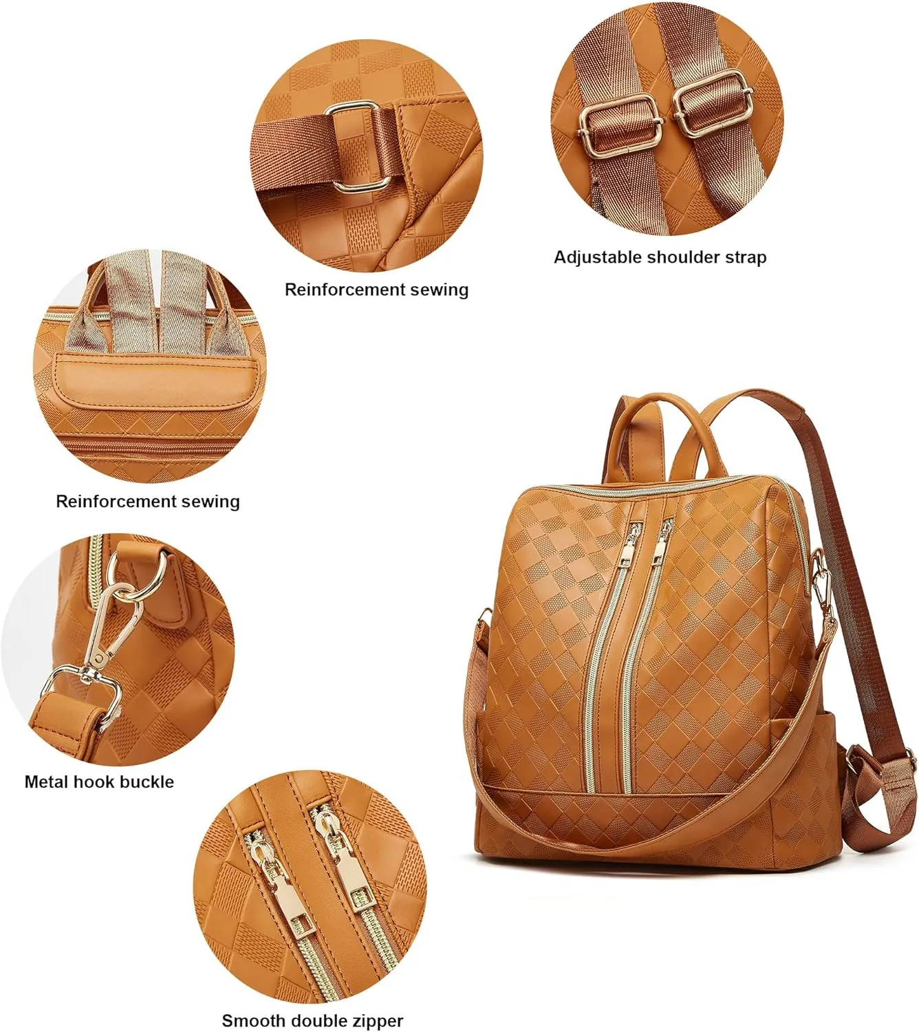 Makes Backpack Purse for Women PU Leather Travel Satchel Handbag Convertible Design Bag with Purse 2 Piece