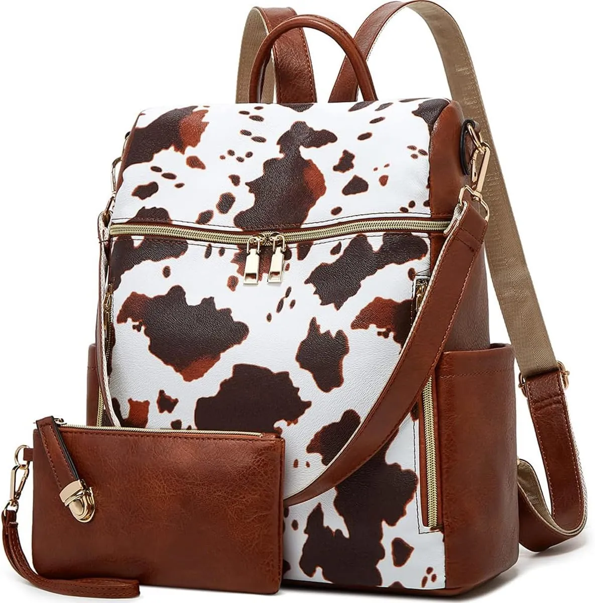 Makes Backpack Purse for Women PU Leather Travel Satchel Handbag Convertible Design Bag with Purse 2 Piece