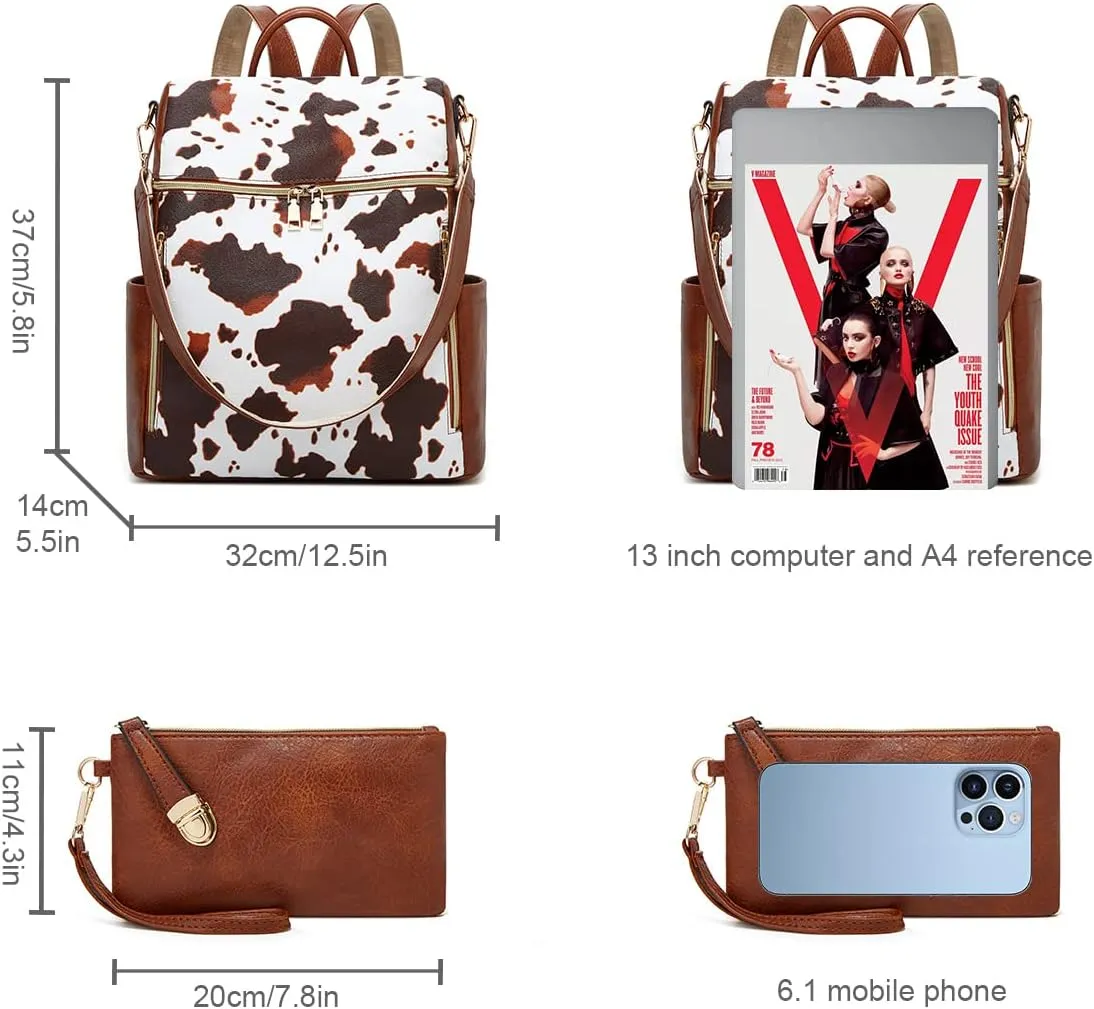 Makes Backpack Purse for Women PU Leather Travel Satchel Handbag Convertible Design Bag with Purse 2 Piece