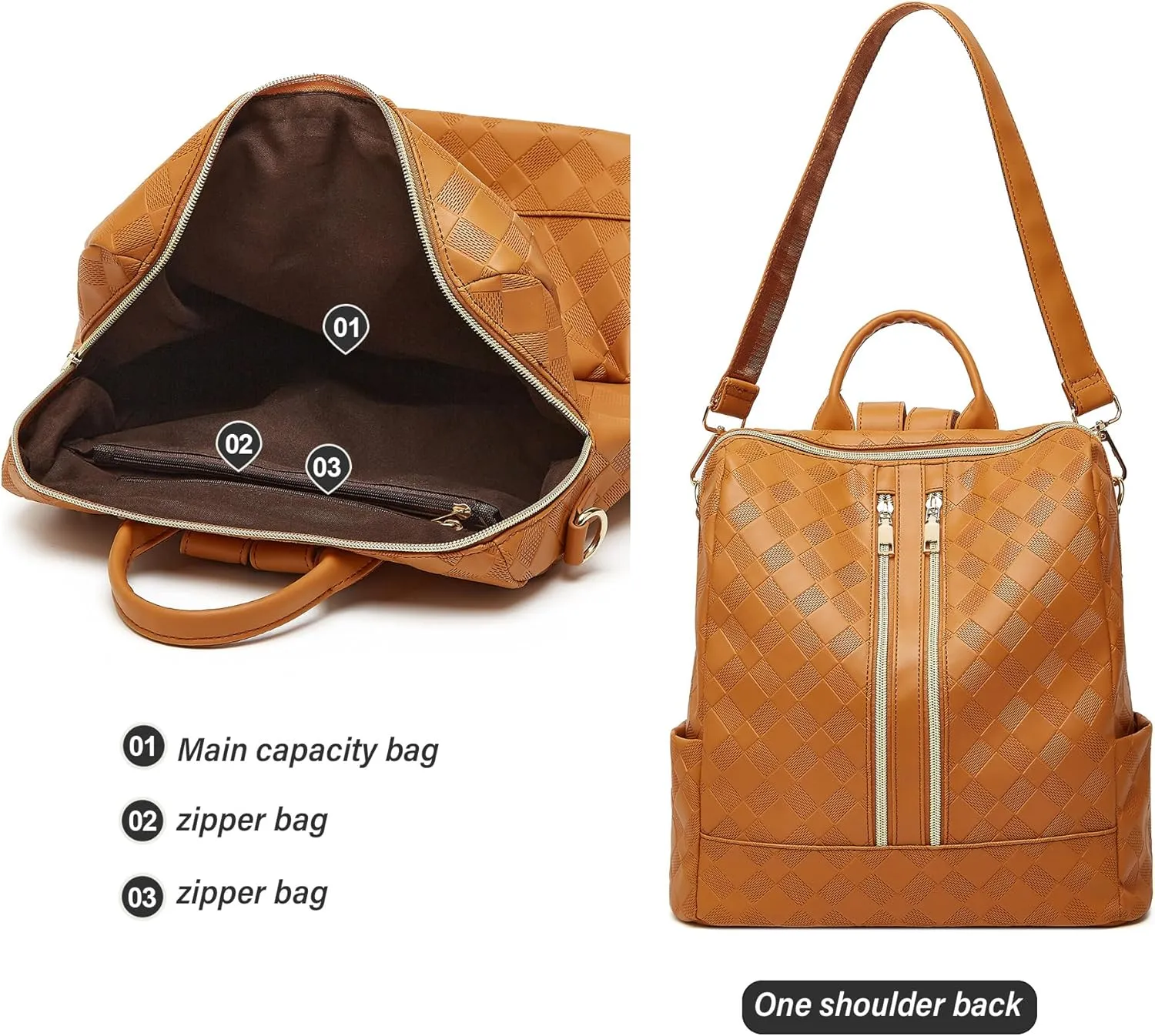 Makes Backpack Purse for Women PU Leather Travel Satchel Handbag Convertible Design Bag with Purse 2 Piece