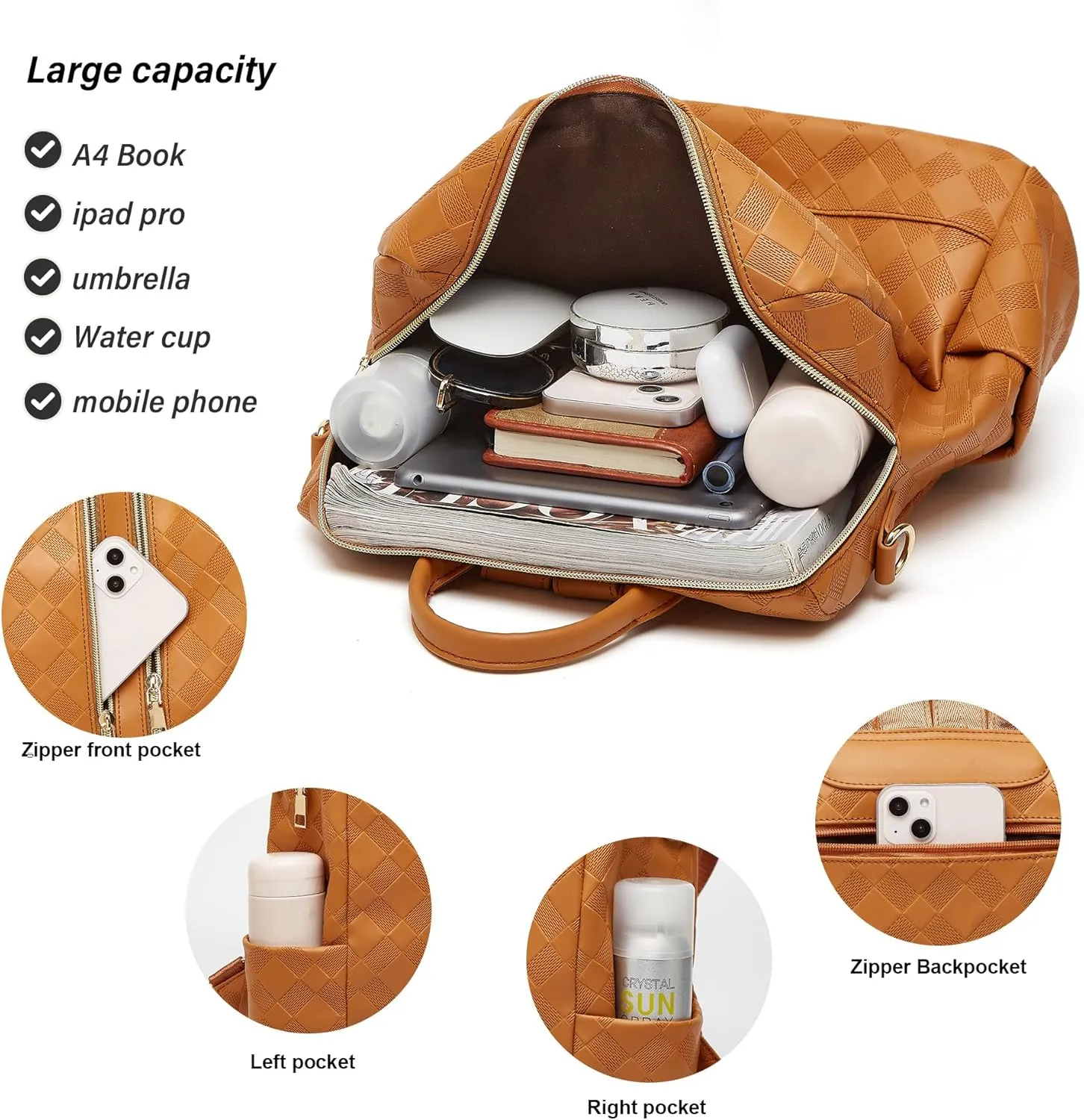 Makes Backpack Purse for Women PU Leather Travel Satchel Handbag Convertible Design Bag with Purse 2 Piece