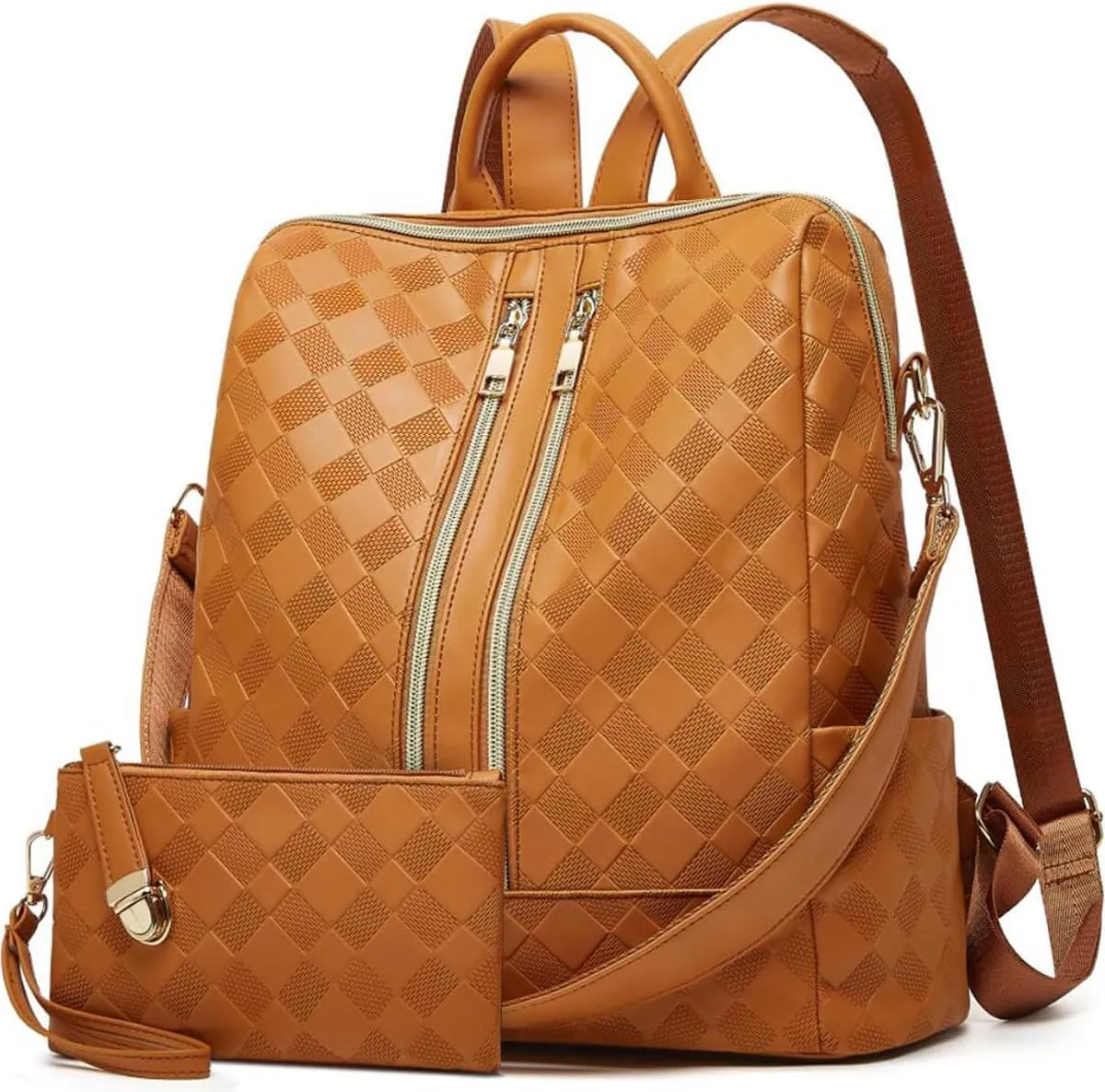 Makes Backpack Purse for Women PU Leather Travel Satchel Handbag Convertible Design Bag with Purse 2 Piece