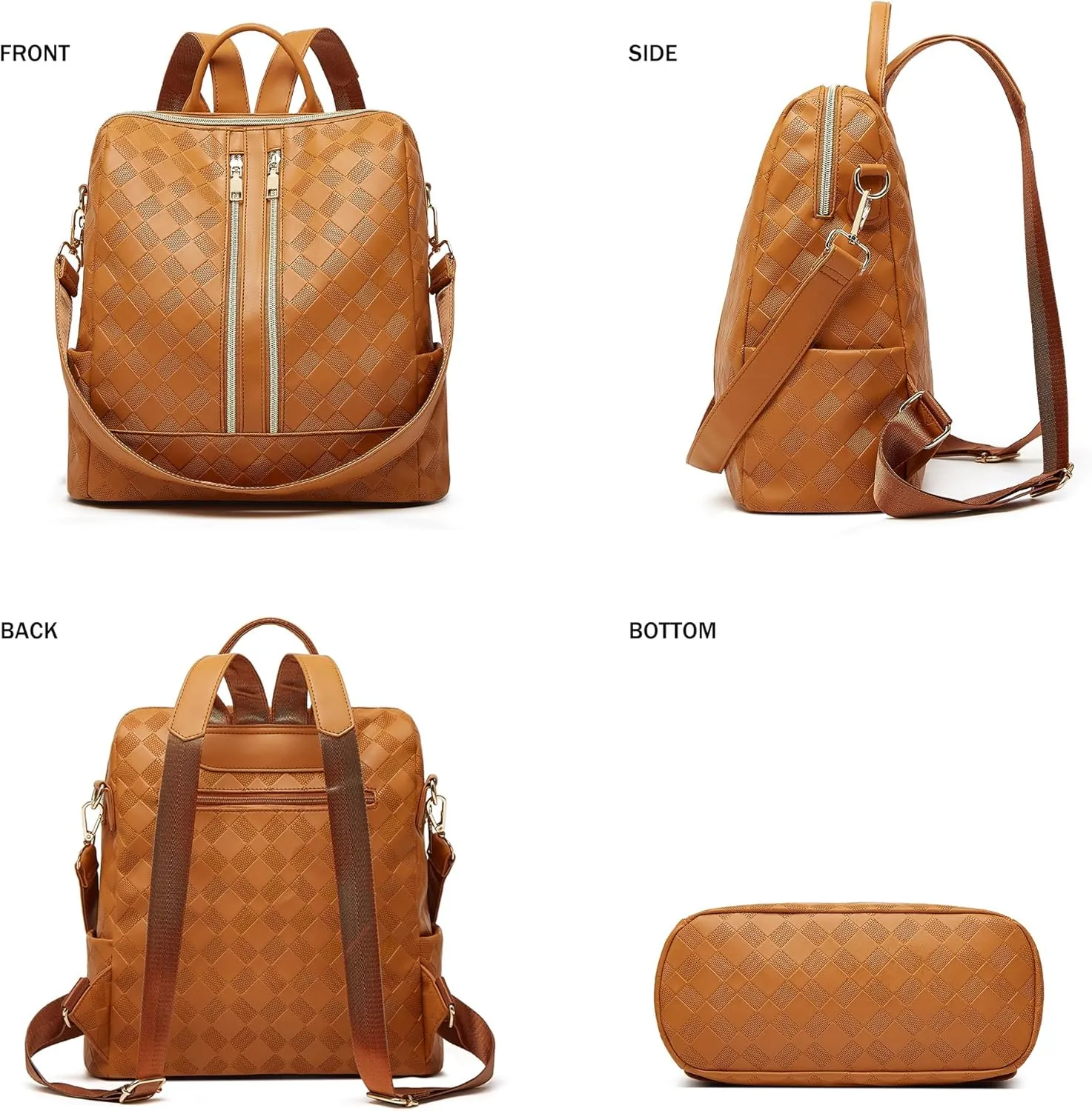 Makes Backpack Purse for Women PU Leather Travel Satchel Handbag Convertible Design Bag with Purse 2 Piece
