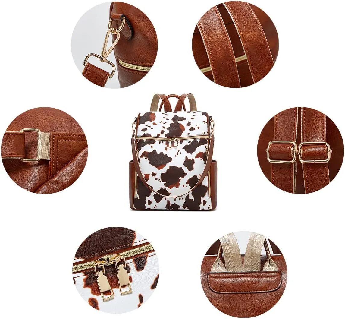 Makes Backpack Purse for Women PU Leather Travel Satchel Handbag Convertible Design Bag with Purse 2 Piece