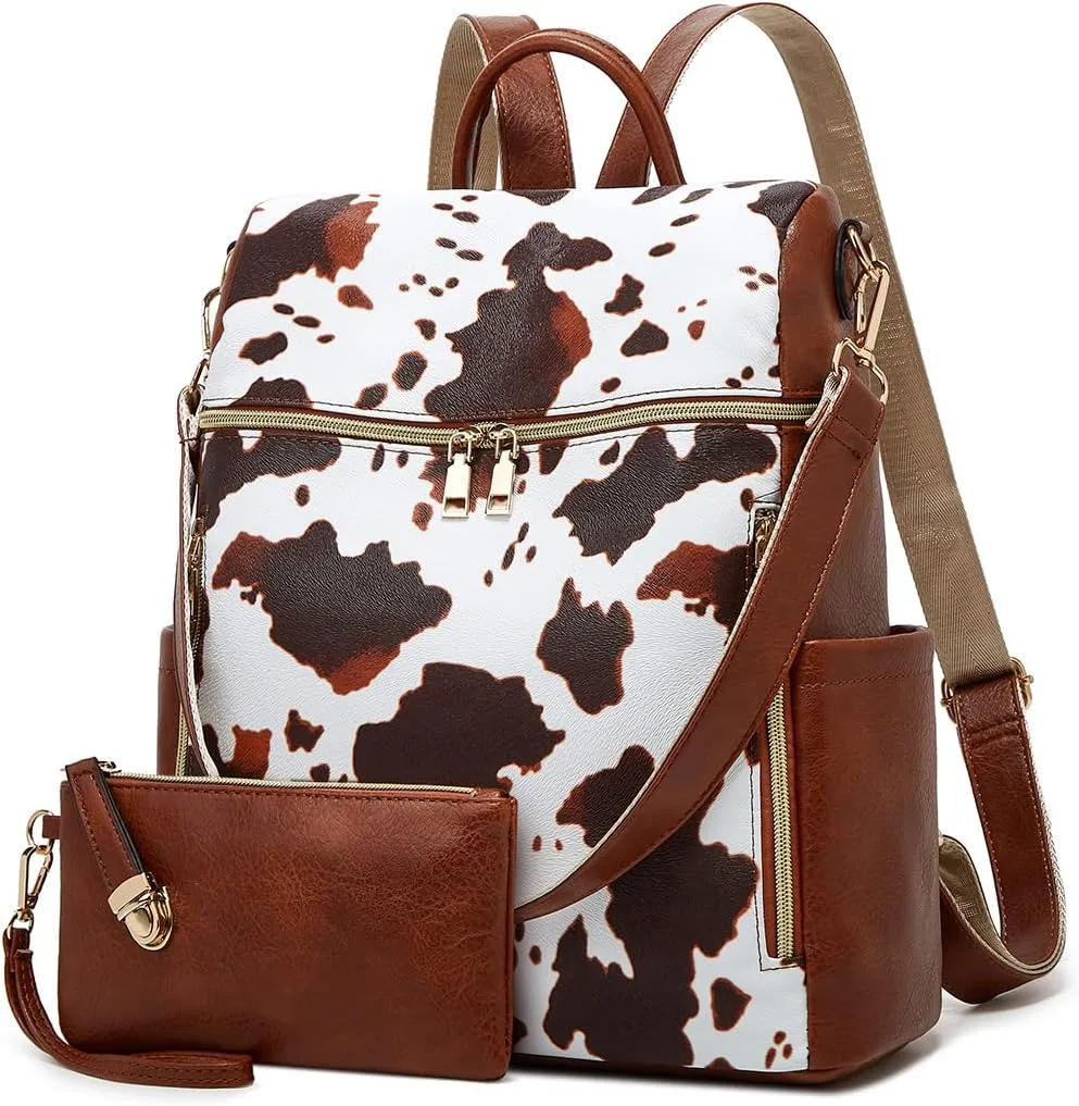 Makes Backpack Purse for Women PU Leather Travel Satchel Handbag Convertible Design Bag with Purse 2 Piece