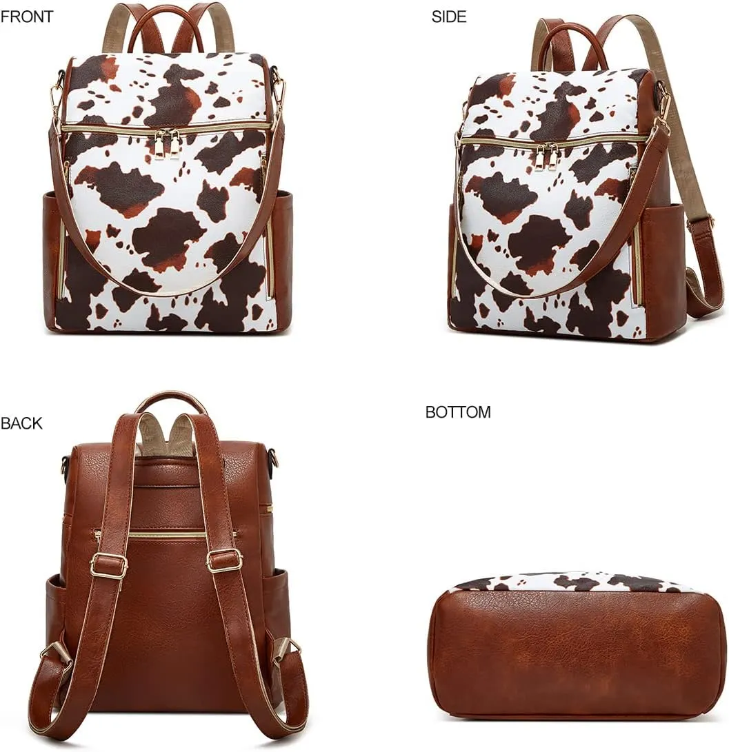 Makes Backpack Purse for Women PU Leather Travel Satchel Handbag Convertible Design Bag with Purse 2 Piece