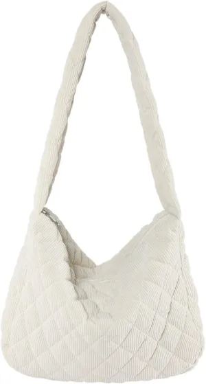 Makukke Corduroy Tote Bag - Women's Shoulder Handbag - Big Capacity Hobo - Casual Work Shopping