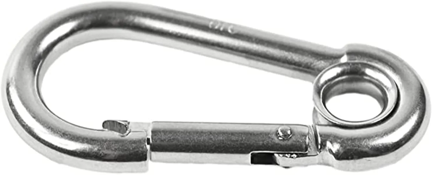 MARINE CITY Carabiner Clip Snap Hook with Ring - 316 Stainless Steel, Ideal for Climbing, Fishing, Hiking, Boating, Sailing, Camping
