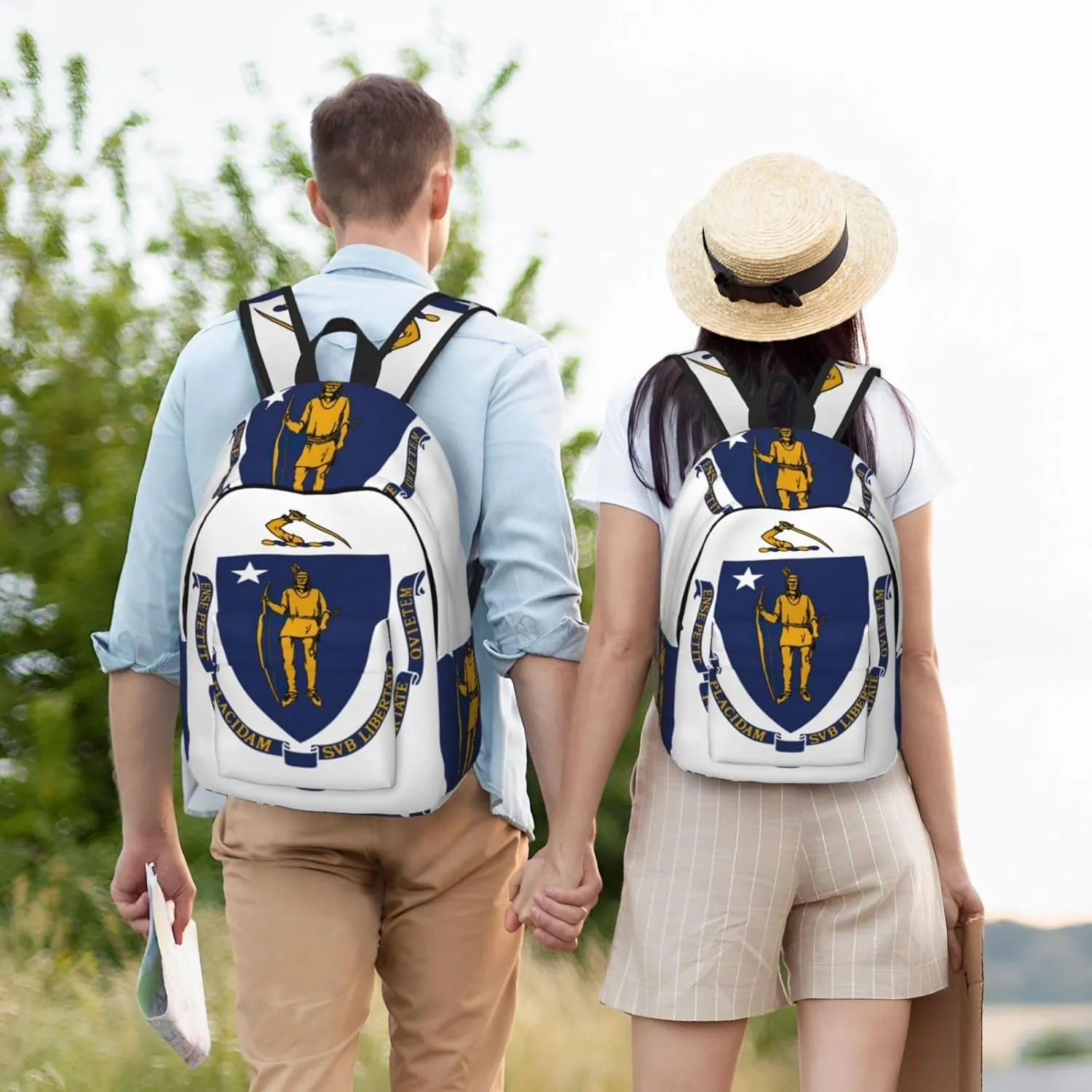 Massachusetts State Flag print Backpack Travel Backpacks for Women Men College Backpack Computer Bag for Travel