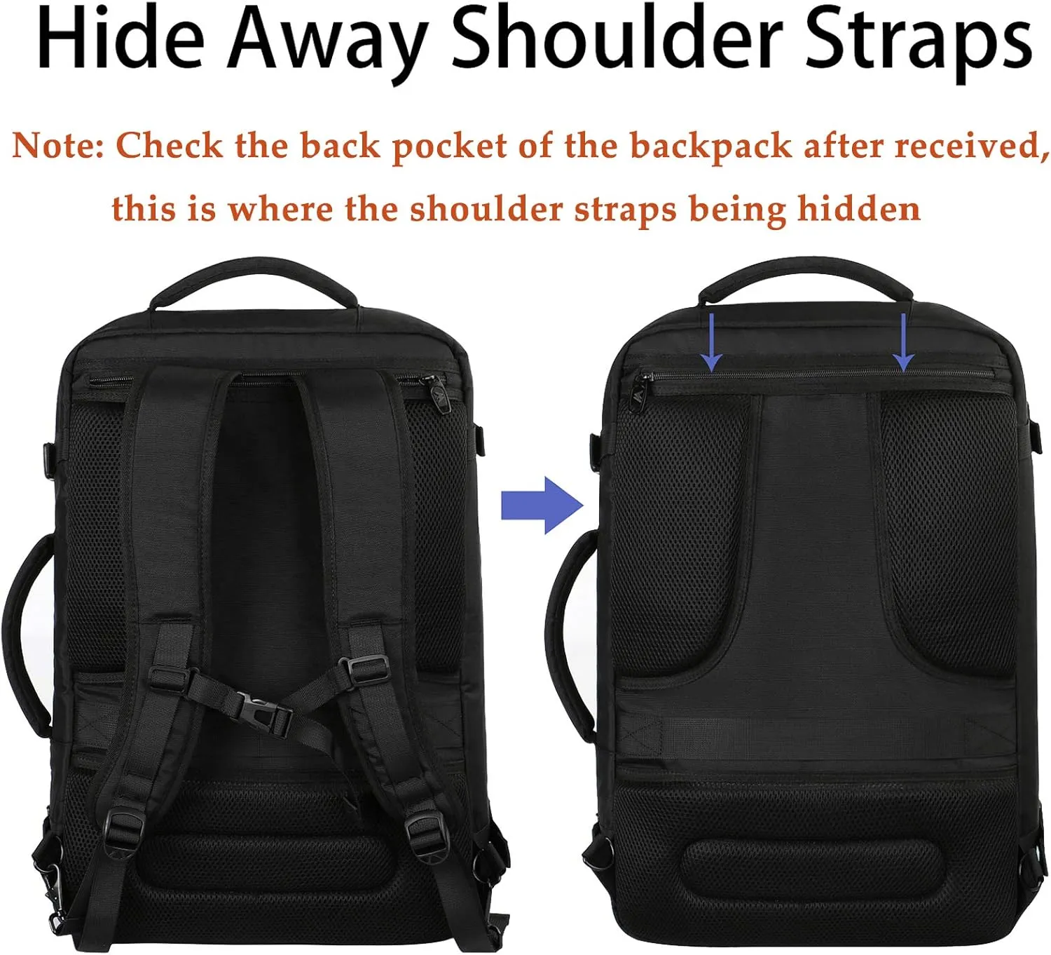 MATEIN Mens Travel Backpack, 27L Lightweight Carry on Backpack for Women, Expandable Business Backpacks, Waterproof Hiking Daypack for Outdoor Sports Rucksack Casual Daypack, Travel Essential, Black