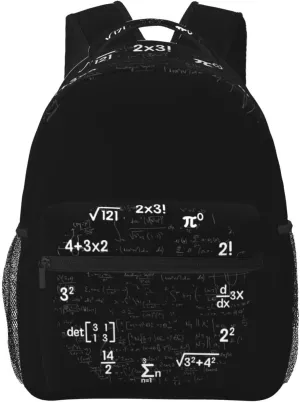 Math Equations Notations Chalkboard Casual Backpack Sport Backpacks Work Travel Rucksack Lightweight Laptop Daypack Adjustable Straps Bags with Pockets for Cycling Hiking