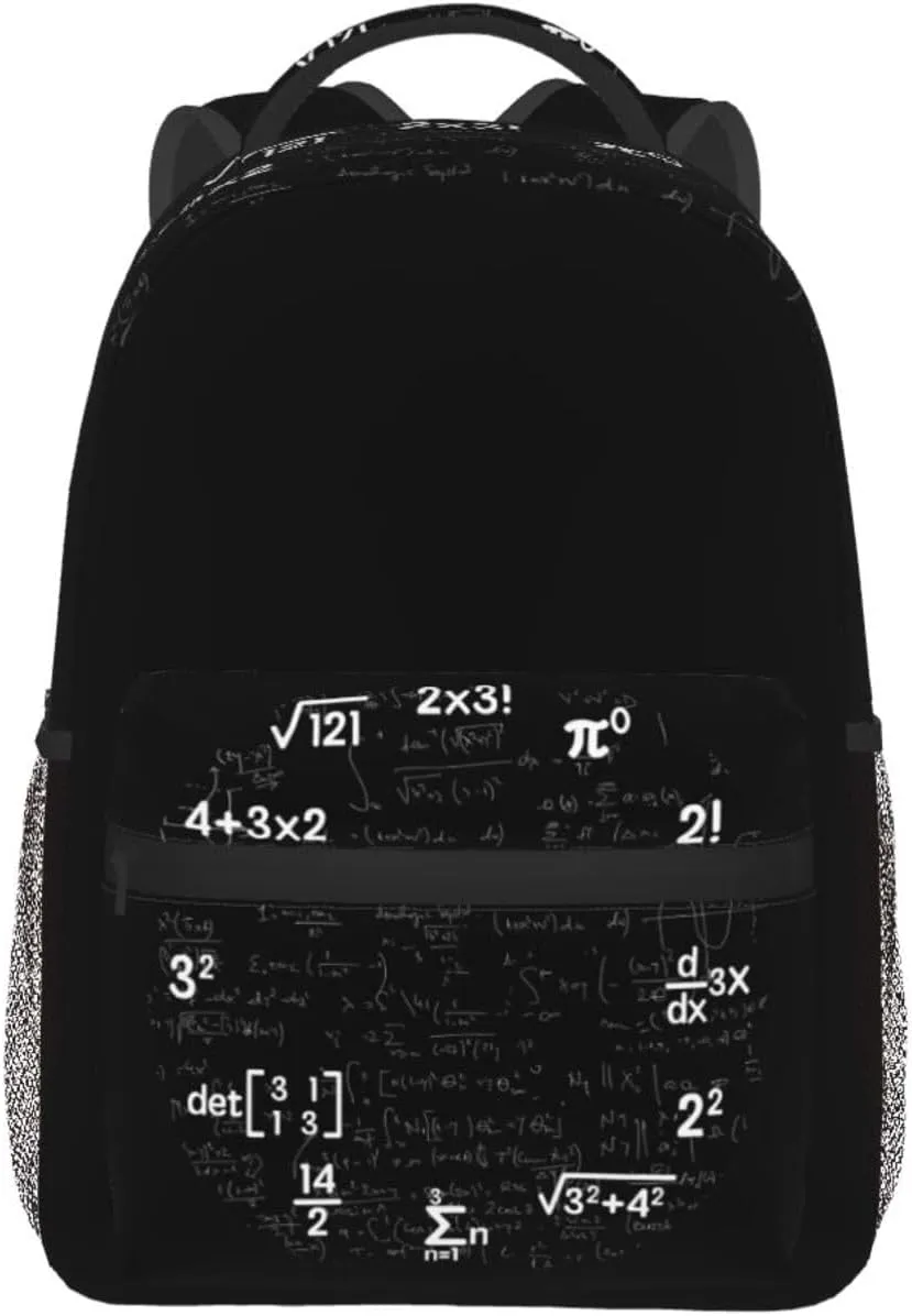 Math Equations Notations Chalkboard Casual Backpack Sport Backpacks Work Travel Rucksack Lightweight Laptop Daypack Adjustable Straps Bags with Pockets for Cycling Hiking