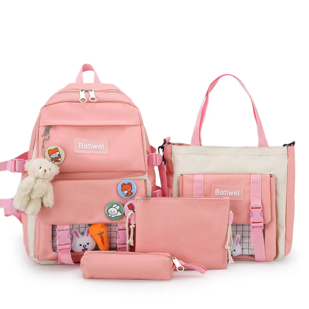 Men's Primary Junior High College Canvas Contrast Backpacks